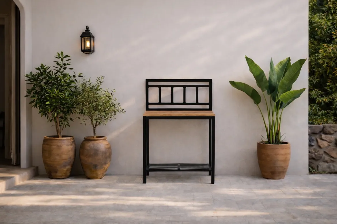 Ablagetisch Jana – Outdoor-Küchenmodul mit Teakholz-Arbeitsfläche