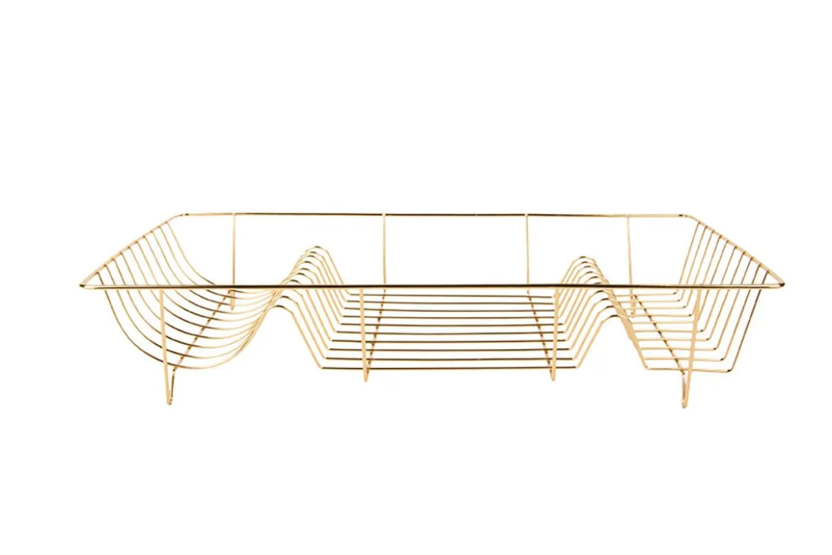 Abtropfgestell Lino – Goldfarbenes Design mit schwarzer Auffangschale