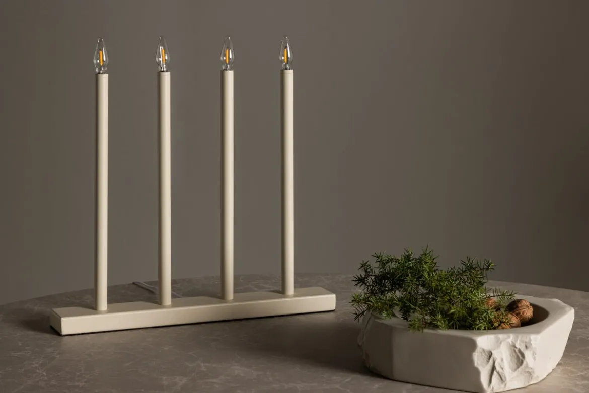 Adventskerzenhalter Lysheim - nobles Beige, 4 Kerzen