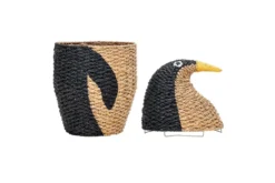 Aufbewahrungskorb Tata - großer Pinguin-Korb aus Rattan für Kinderzimmer