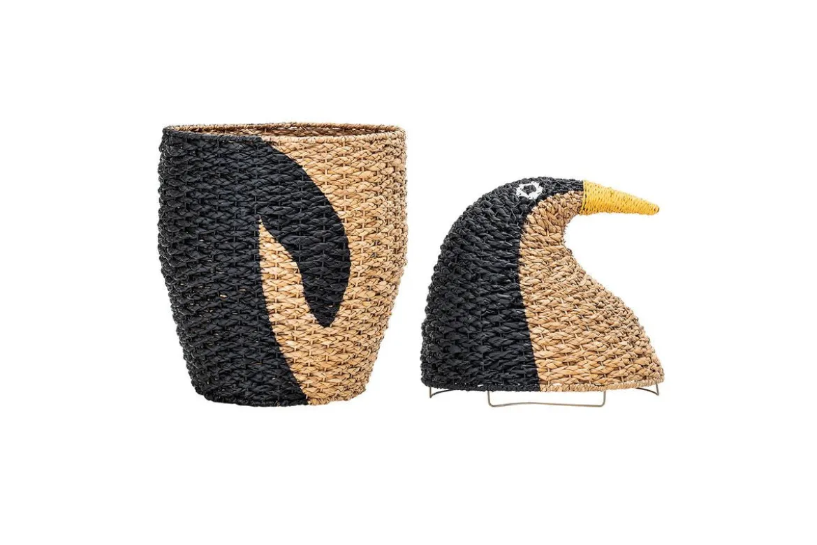 Aufbewahrungskorb Tata - großer Pinguin-Korb aus Rattan für Kinderzimmer