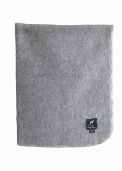 Babydecke aus reiner Alpakawolle - Beige & Grau - 95x75 cm