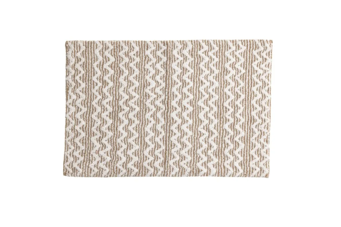 Badematte Sanur - in Weiß-Beige-Kombination aus weicher Baumwolle