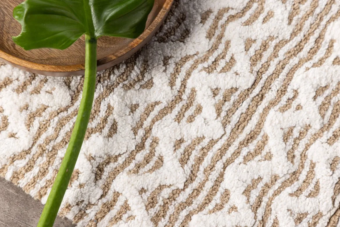 Badematte Sanur - in Weiß-Beige-Kombination aus weicher Baumwolle