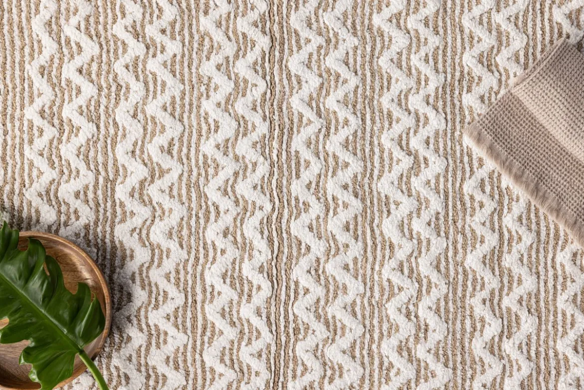 Badematte Sanur - in Weiß-Beige-Kombination aus weicher Baumwolle