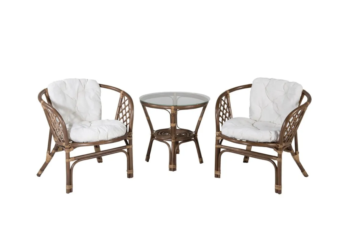 Balkonset Jasmin - aus walnussfarbenen Rattan