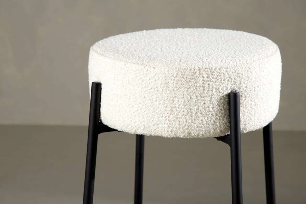 Barhocker Fire - Mit rostfarbenem oder weißem Sitz aus Bouclé