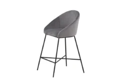 Barhocker Viola - aus Metall mit dunkelgrauem Samt-Bezug