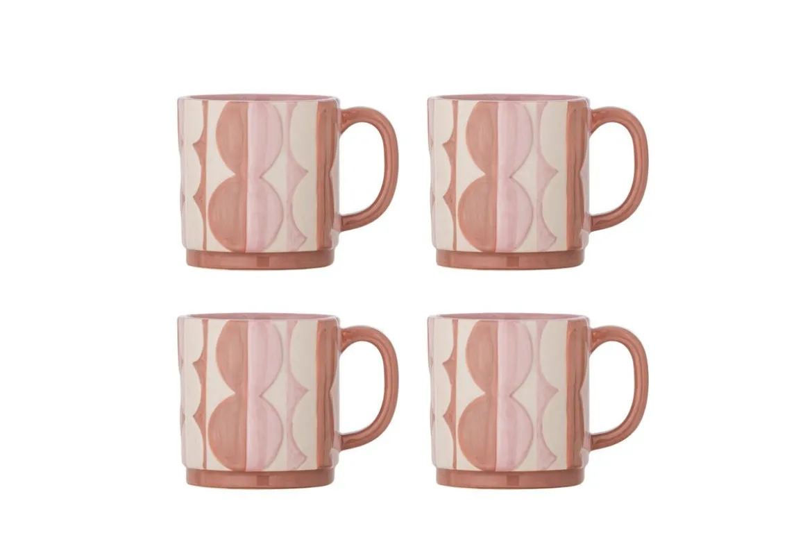 Becher Rosina – Handbemalte Steingutbecher (4er-Set)