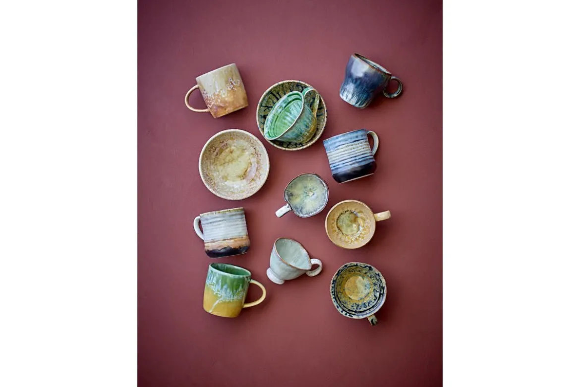 Becher-Set Avena – Reaktive Glasur mit vertikaler Struktur (4er-Set)