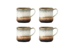 Becher-Set Avena – Reaktive Glasur mit vertikaler Struktur (4er-Set)