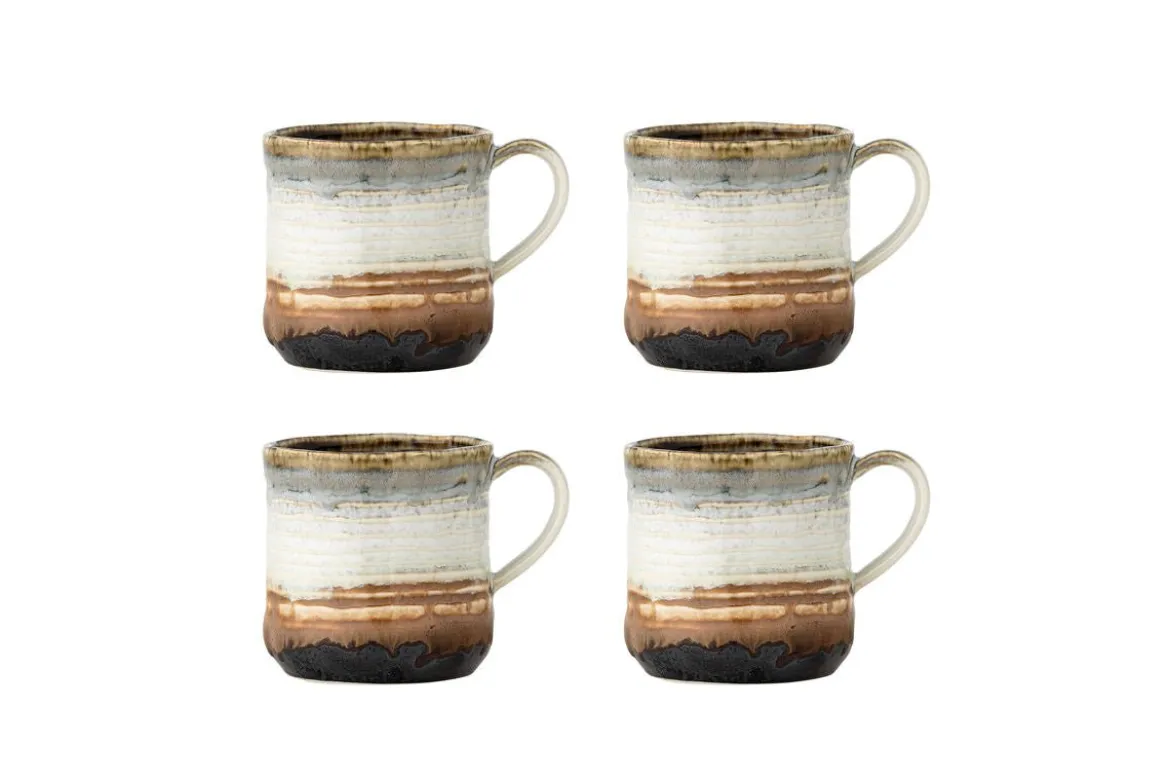 Becher-Set Avena – Reaktive Glasur mit vertikaler Struktur (4er-Set)