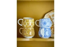 Becher-Set Eirvik – Blau- Orange Steingut (4-teilig)