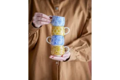 Becher-Set Eirvik – Blau- Orange Steingut (4-teilig)