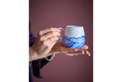 Becher-Set Fjordé – Blau- weiß Steingut (4-teilig)