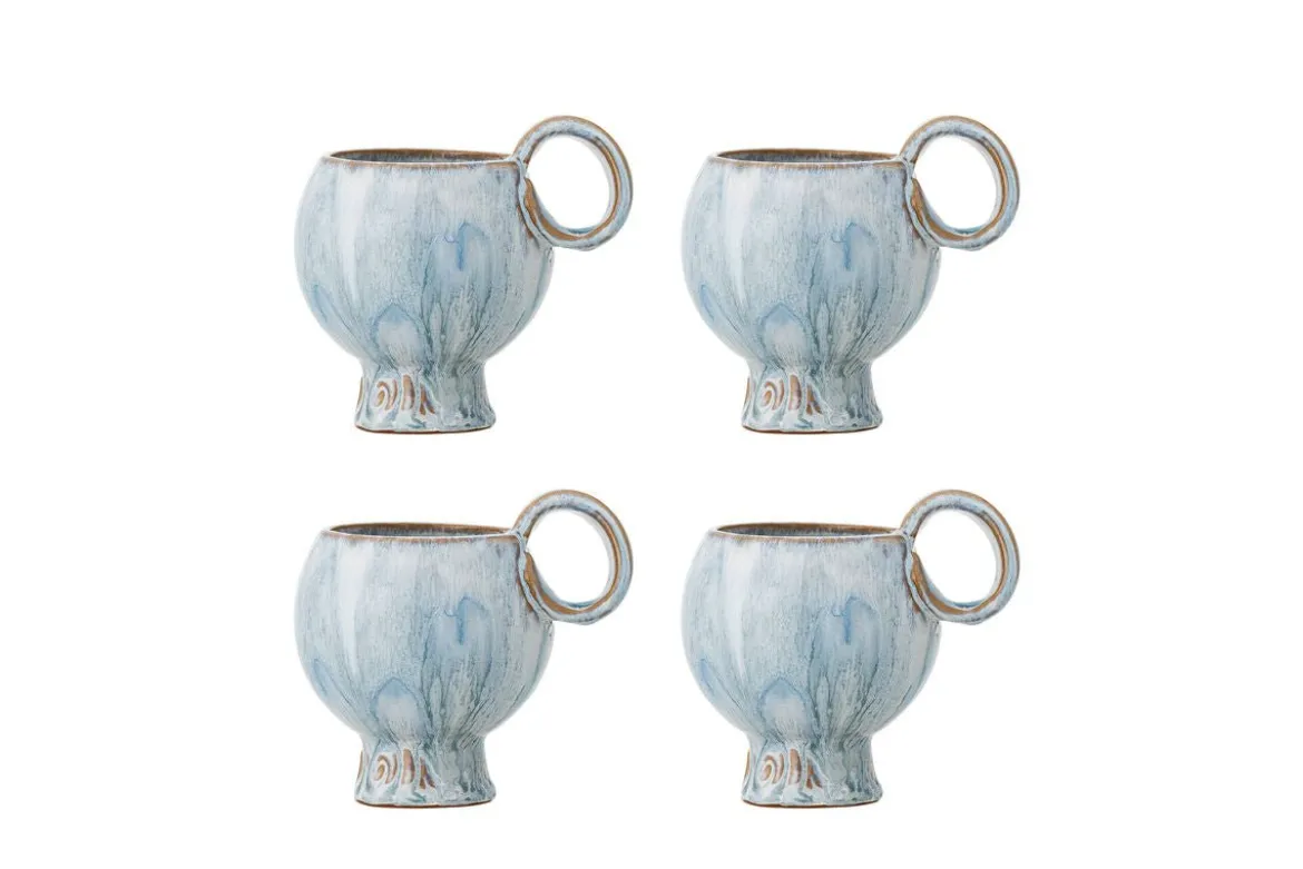 Becher-Set Haldin – Blaues Steingut (4-teilig)