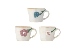 Becher-Set Kivon – Blumenmotiv Steingut (3-teilig)