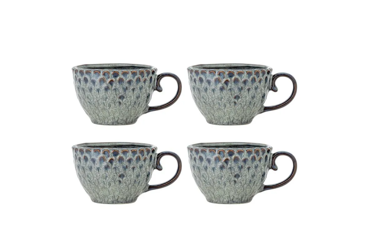 Becher-Set Lela – Grau, gefertigt aus Steingut (4er-Set)