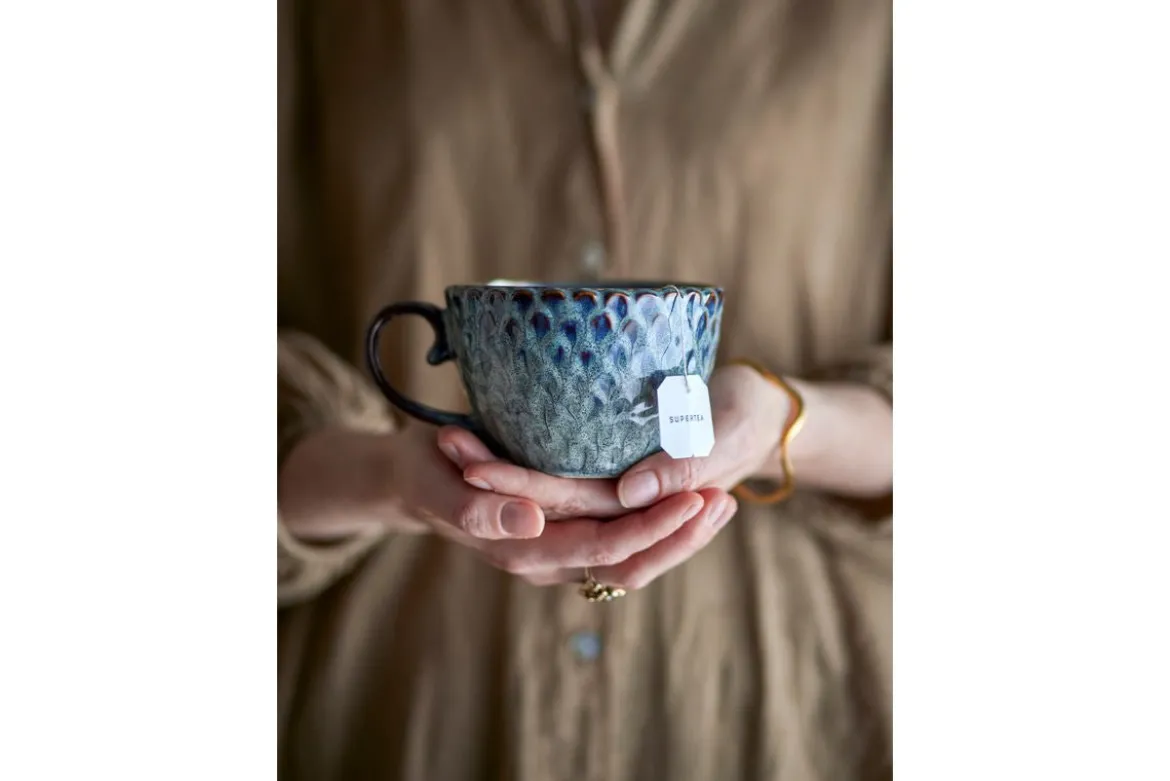 Becher-Set Lela – Grau, gefertigt aus Steingut (4er-Set)