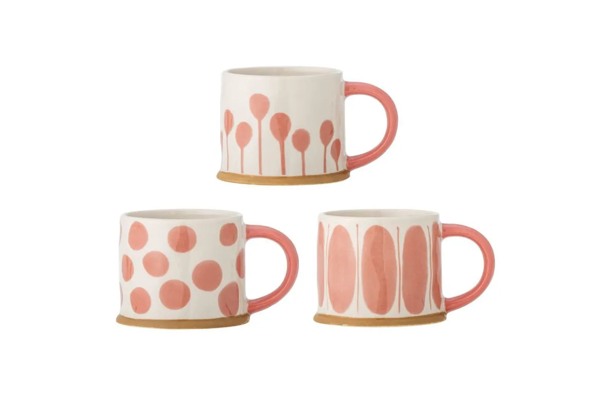 Becher-Set „Linora“ – Roséfarbenes Steingut (3-teilig)