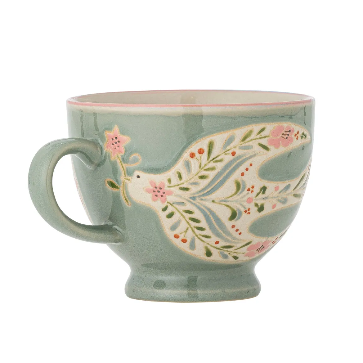 Becher-Set Lunelle – Handbemaltes Steingut mit floralen Motiven (4er-Set)