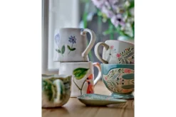 Becher-Set Lunelle – Handbemaltes Steingut mit floralen Motiven (4er-Set)