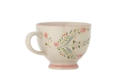 Becher-Set Lunelle – Handbemaltes Steingut mit floralen Motiven (4er-Set)