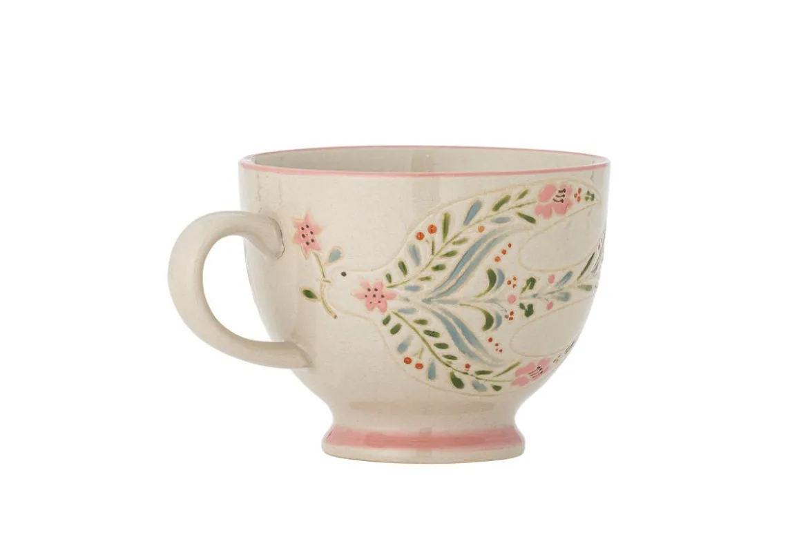 Becher-Set Lunelle – Handbemaltes Steingut mit floralen Motiven (4er-Set)