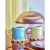 Becher-Set Marina – Handbemalte Farbakzente mit gewelltem Fuß (2er-Set)