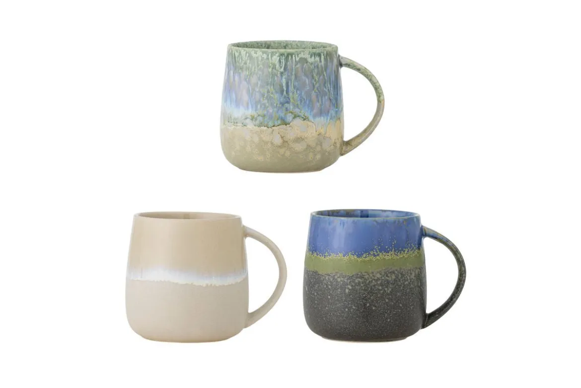 Becher-Set „Nerisa“ – Blaues Steingut (3-teilig)