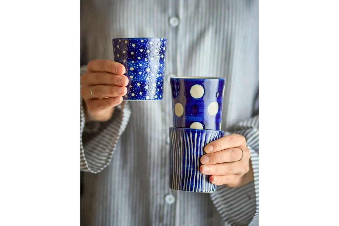 Becher-Set Norell – Blau Steingut (3-teilig)