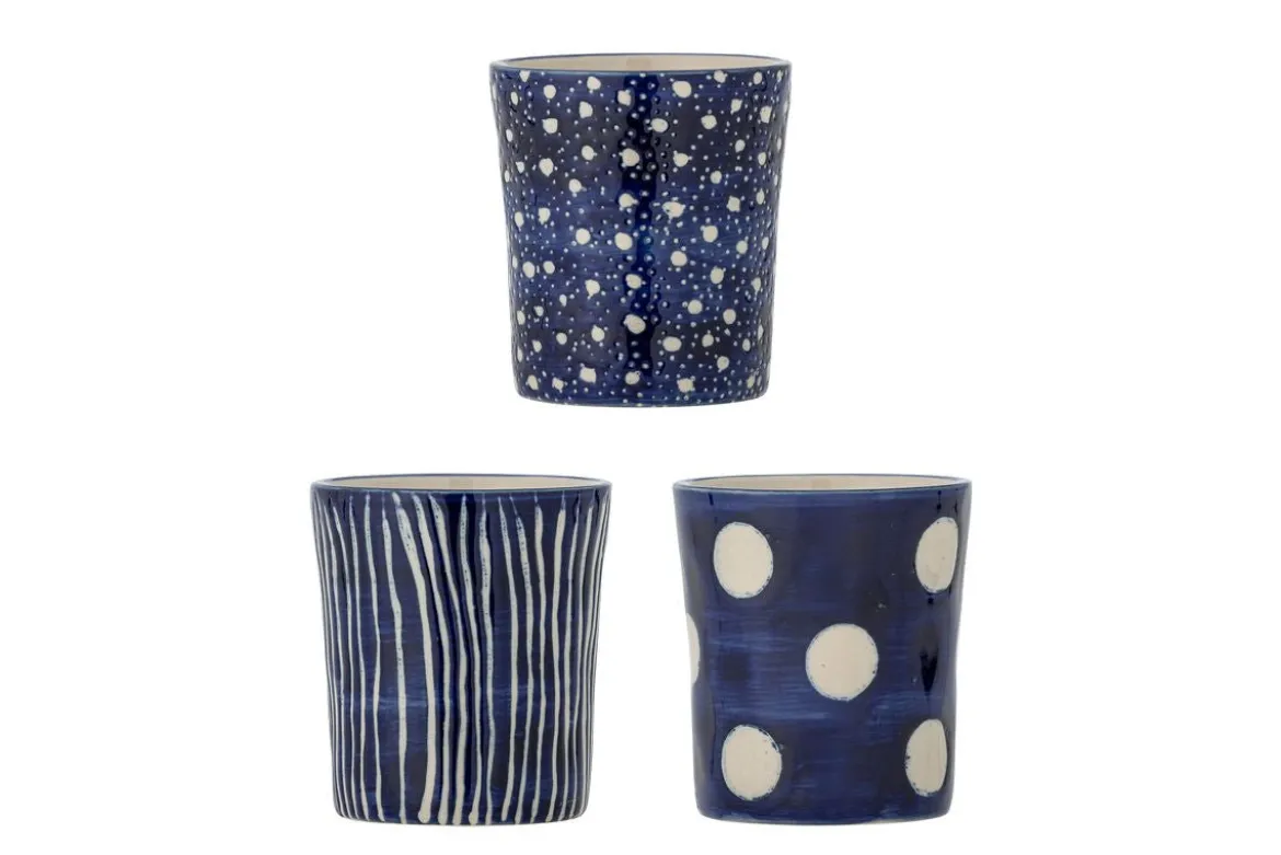Becher-Set Norell – Blau Steingut (3-teilig)
