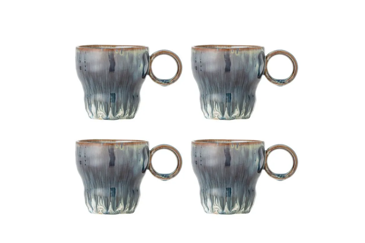 Becher-Set Ravéa – Blaues Steingut (4-teilig)