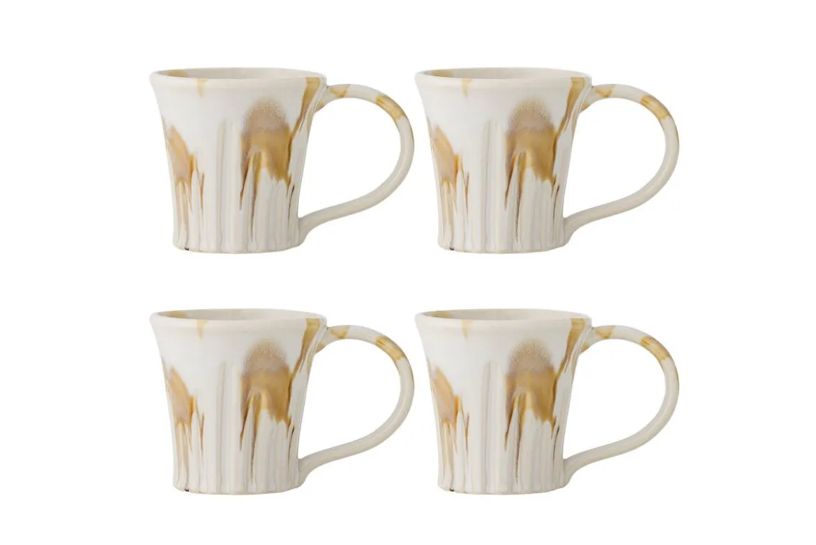 Becher-Set „Ravion“ – Braunes Steingut (4-teilig)