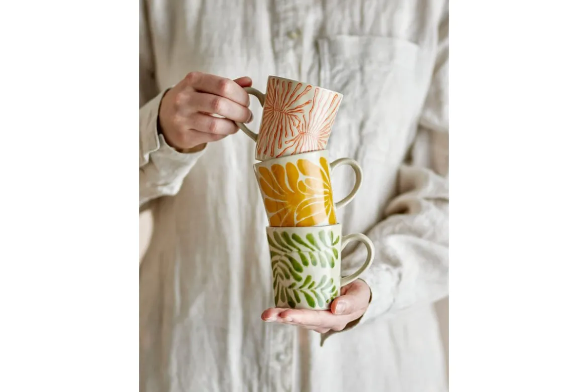Becher-Set „Vexo“ – Blaues Steingut (3-teilig)