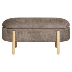 Beistellhocker Bianca Bouclé Braun mit Stauraum