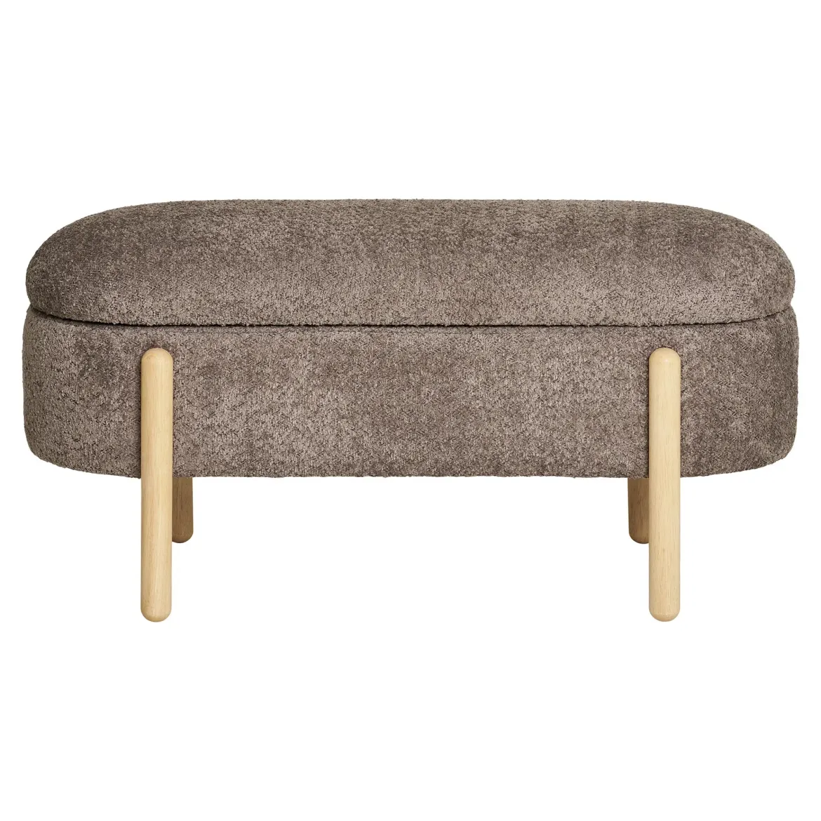 Beistellhocker Bianca Bouclé Braun mit Stauraum