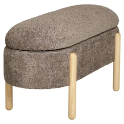 Beistellhocker Bianca Bouclé Braun mit Stauraum