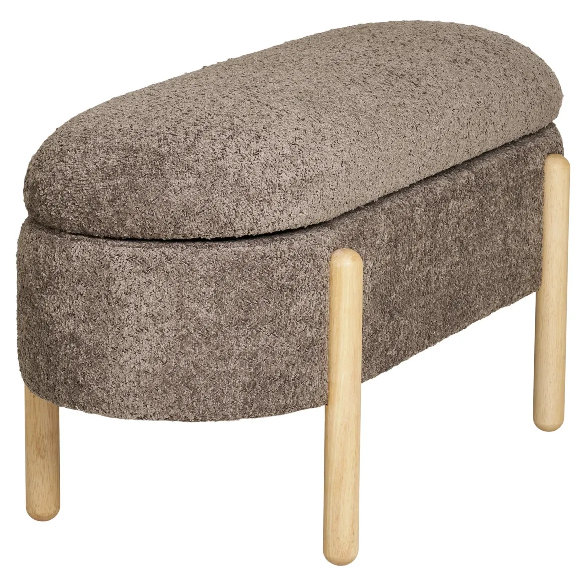 Beistellhocker Bianca Bouclé Braun mit Stauraum