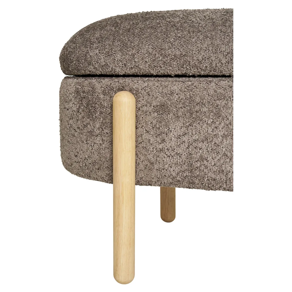 Beistellhocker Bianca Bouclé Braun mit Stauraum