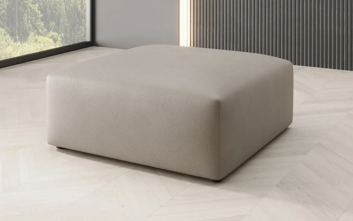Beistellhocker 80 cm Snug aus Echtleder