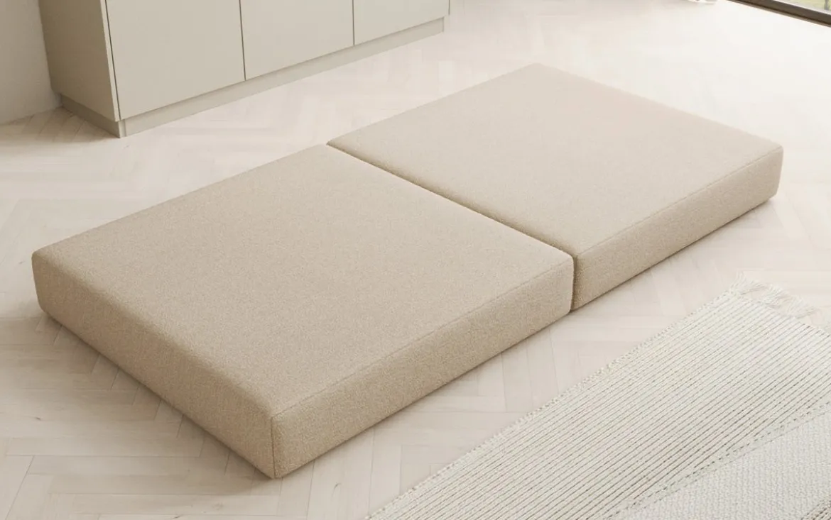 Beistellhocker Lazy in Bouclé