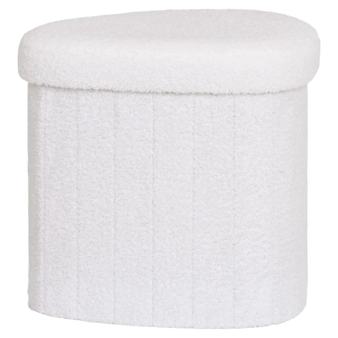 Beistellhocker Lumino Bouclé Weiß mit Stauraum