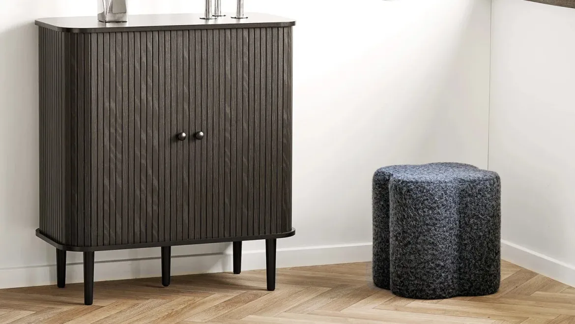 Beistellhocker Mercury - aus blauem Polyester