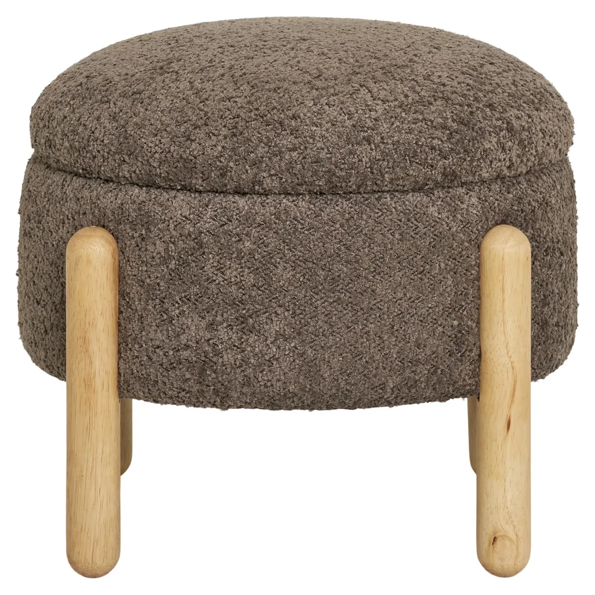 Beistellhocker Merino Bouclé Braun mit Stauraum