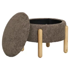 Beistellhocker Merino Bouclé Braun mit Stauraum