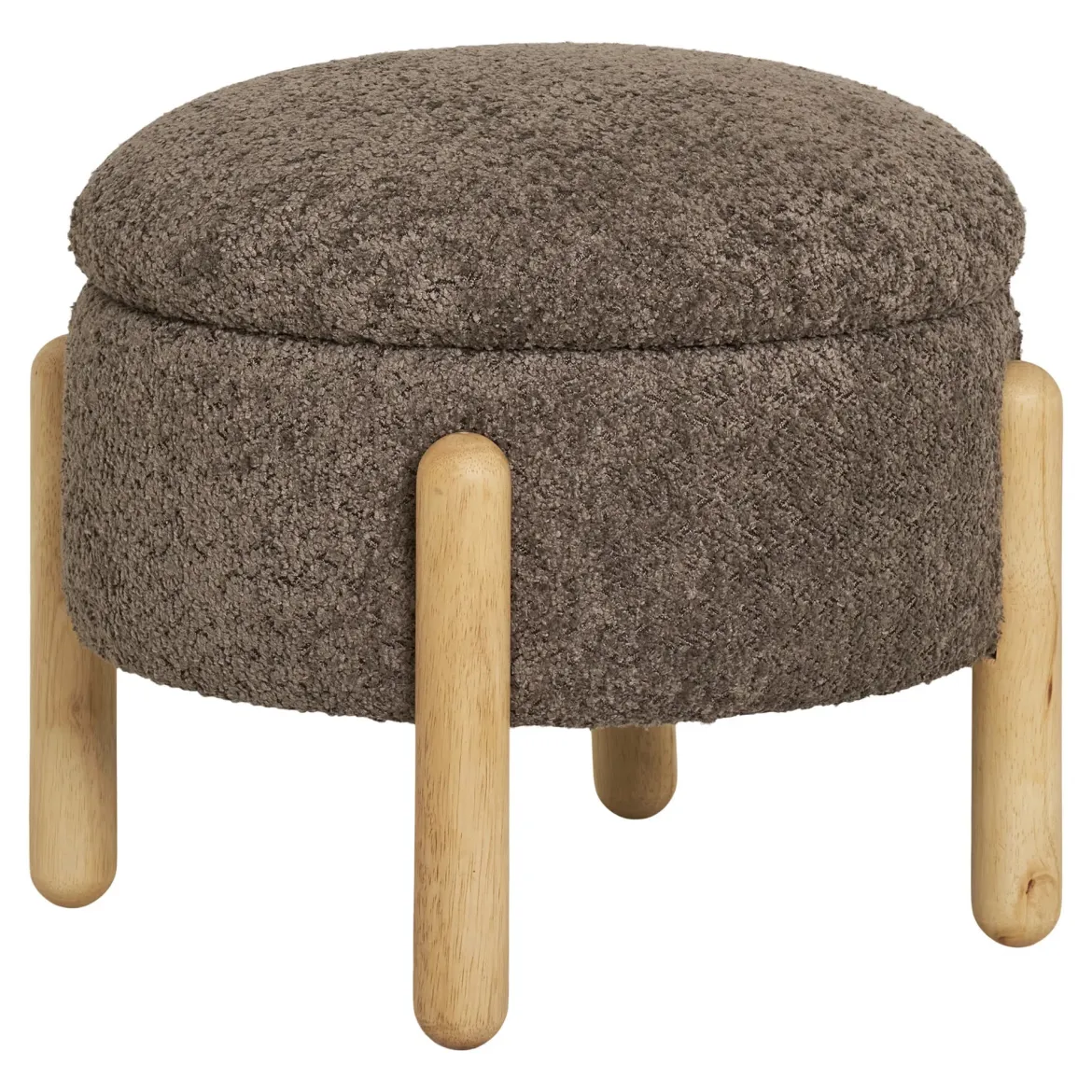 Beistellhocker Merino Bouclé Braun mit Stauraum