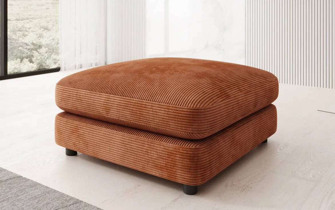 Beistellhocker Thalessa in Cord 90x90cm