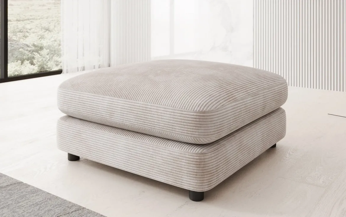 Beistellhocker Thalessa in Cord 90x90cm