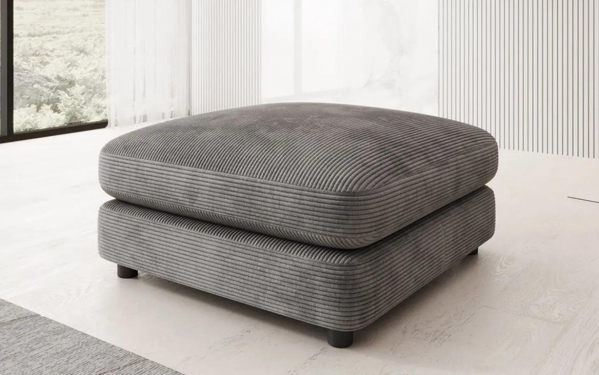 Beistellhocker Thalessa in Cord 90x90cm